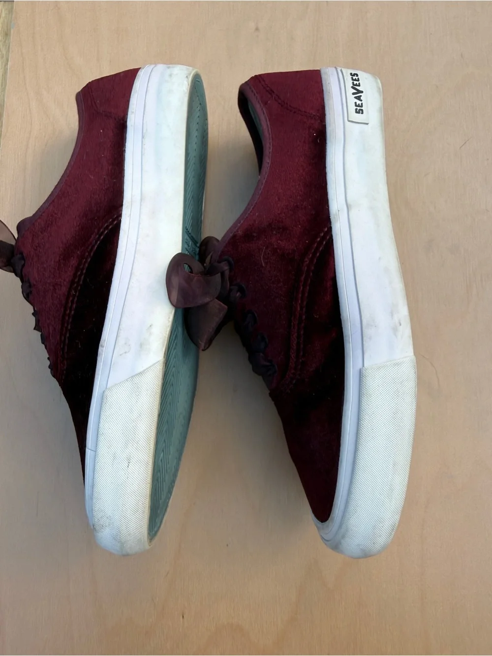 J. Crew Velvet Legend Sneakers Burgundy Maroon Women’s 9 Coquette SeaVees